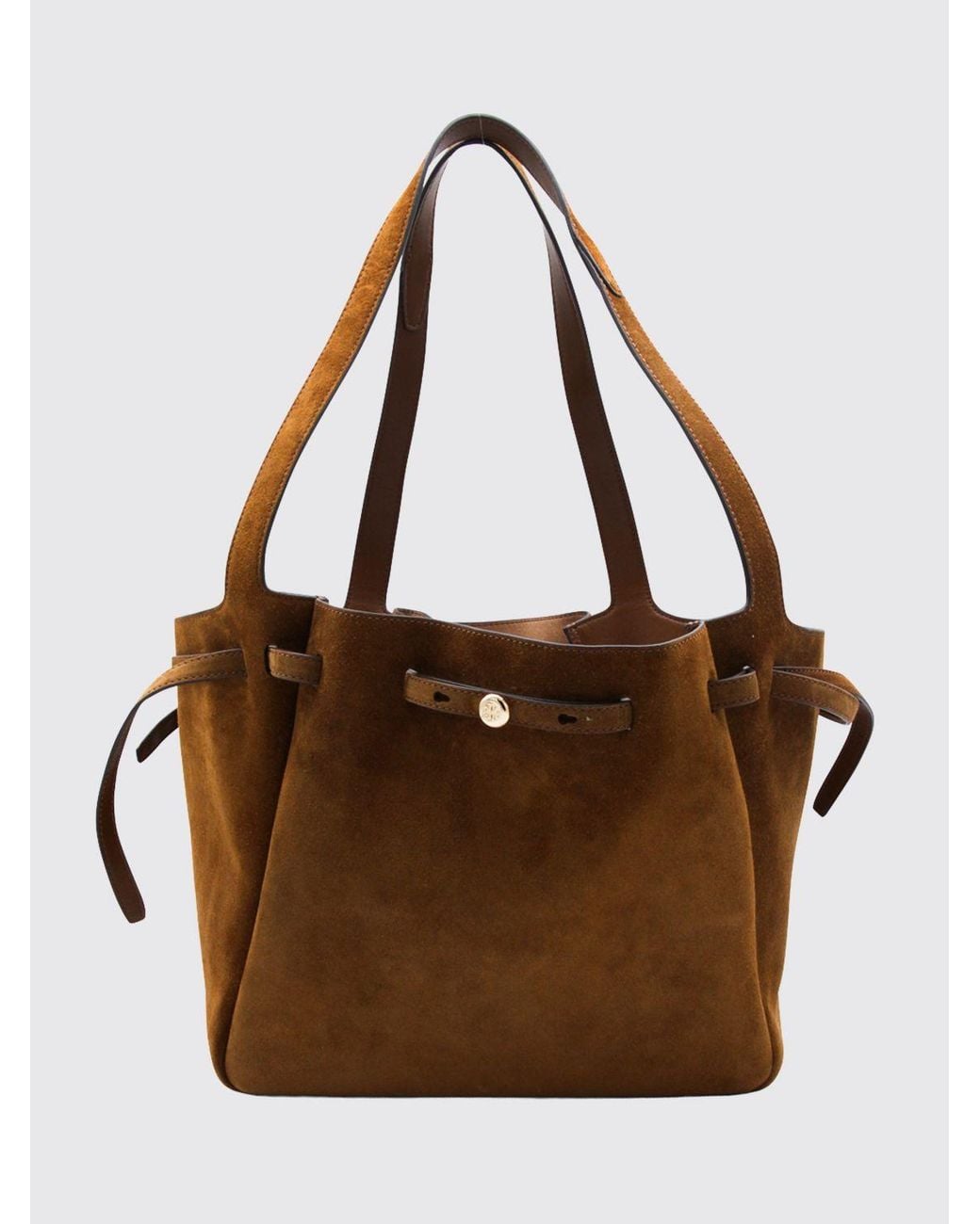 Tory Burch Brown Romy Large Suede Shoulder Bag With Double Handle