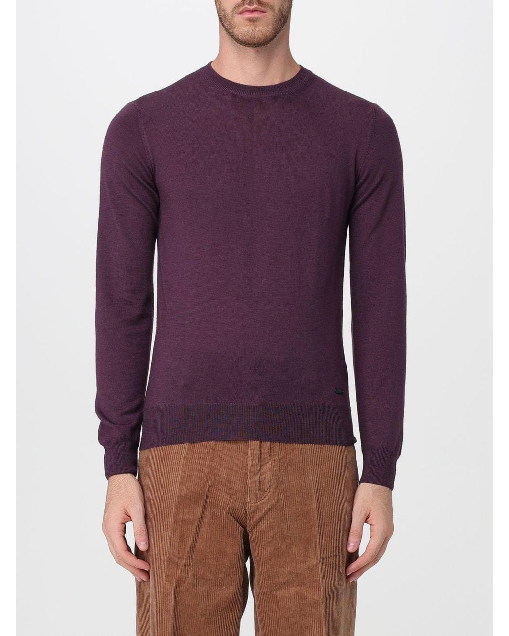Brooksfield Purple Shawl Collar Wool Cardigan With Button Closure for men
