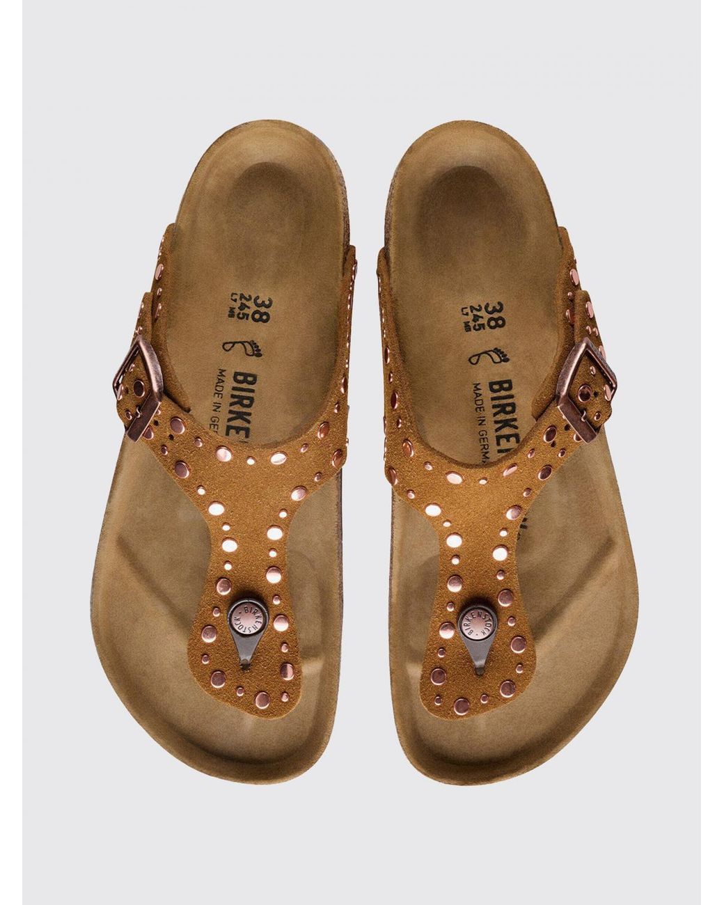 Birkenstock Brown Gizeh Rivet Suede Sandals With Studs