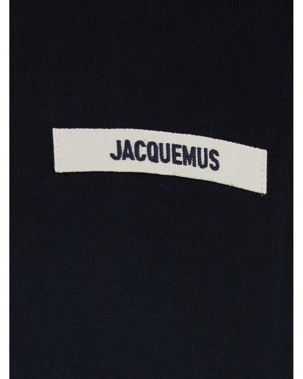 Jacquemus Blue Contrast Appliqué Logo Cotton Crew-Neck T-Shirt for men