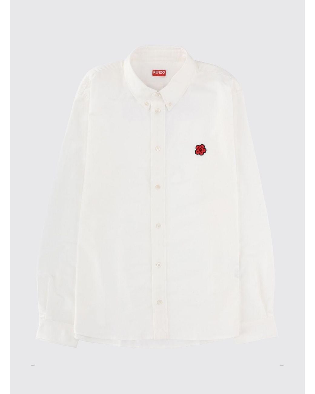 KENZO White Classic Cotton Shirt With Boke Flower for men