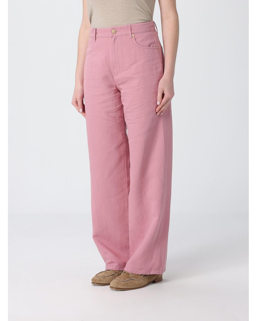 Max Mara Pink Cotton And Linen Trousers