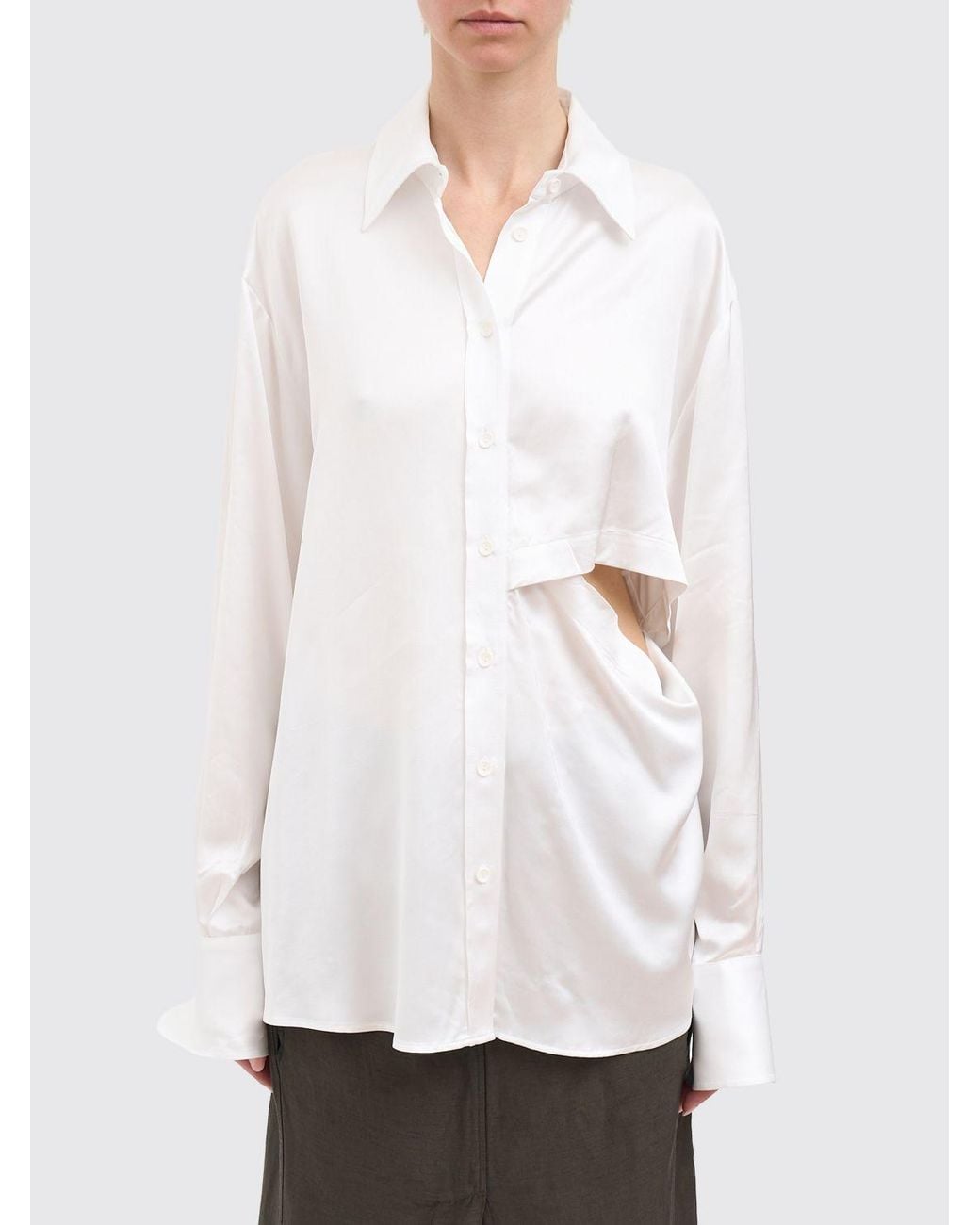 Andrea Ya'aqov White Viscose Cut-Out Shirt