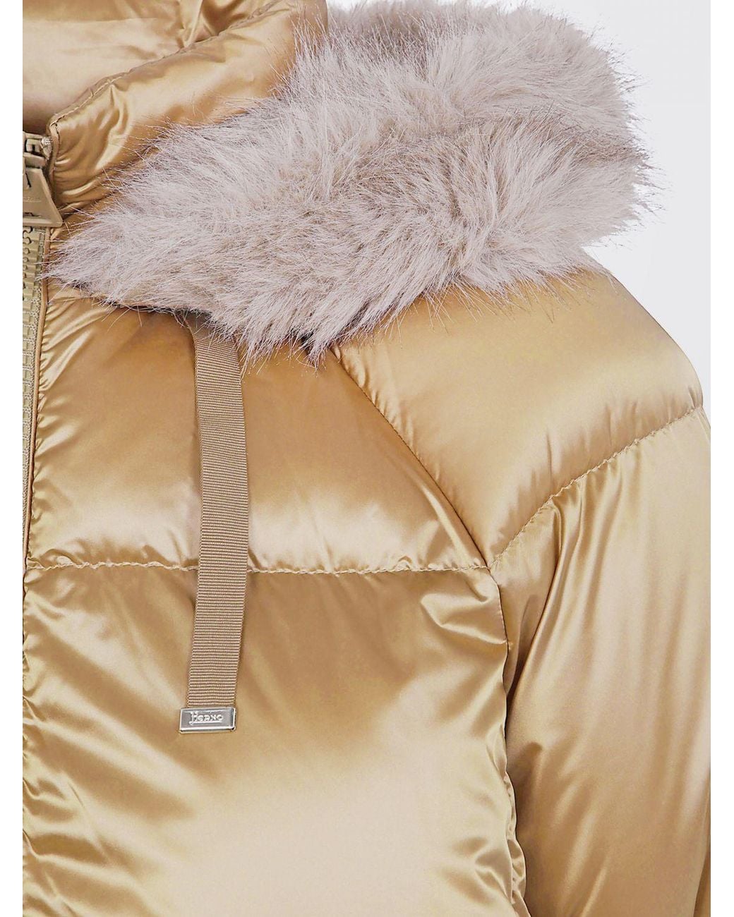 Herno Natural Hooded Quilted Nylon Short Puffer Jacket With A Funnel Neck