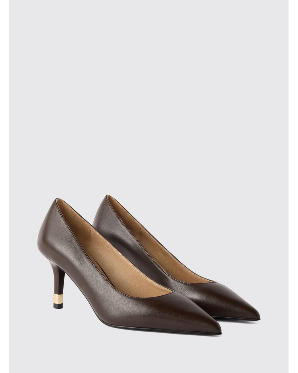 Furla Brown Aria Smooth Leather Pumps With A Mid-Stiletto Heel And Almond Toe