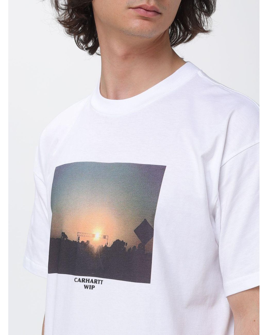 Carhartt White Graphic Print Organic Cotton T-Shirt With Contrast Logo for men