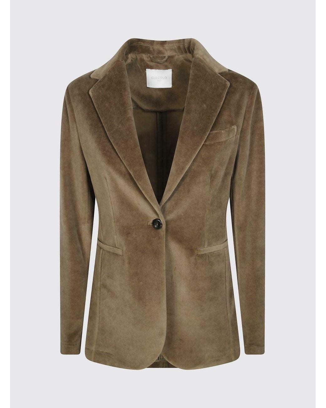 Circolo 1901 Brown Single-Breasted Velvet Blazer With Slit Pockets