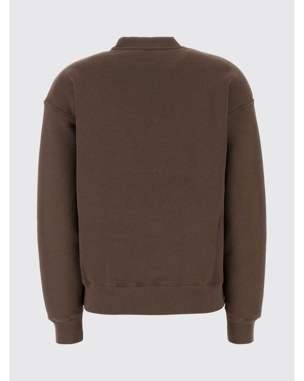 Autry Brown Cotton Crewneck Jumper With Contrast Logo And Dropped Shoulders for men