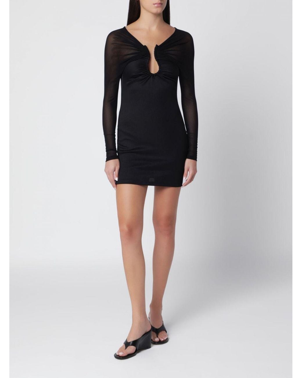 Christopher Esber Black V-Neck Jersey Sheath Mini Dress