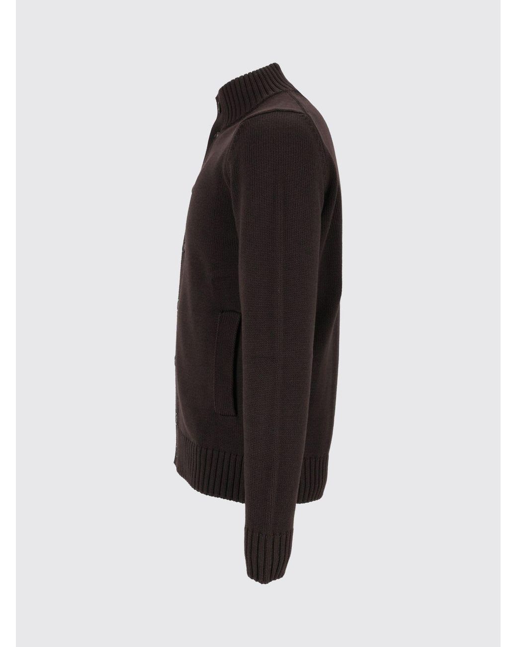 Zanone Black Virgin Wool Turtleneck Cardigan With Ribbed Trims for men