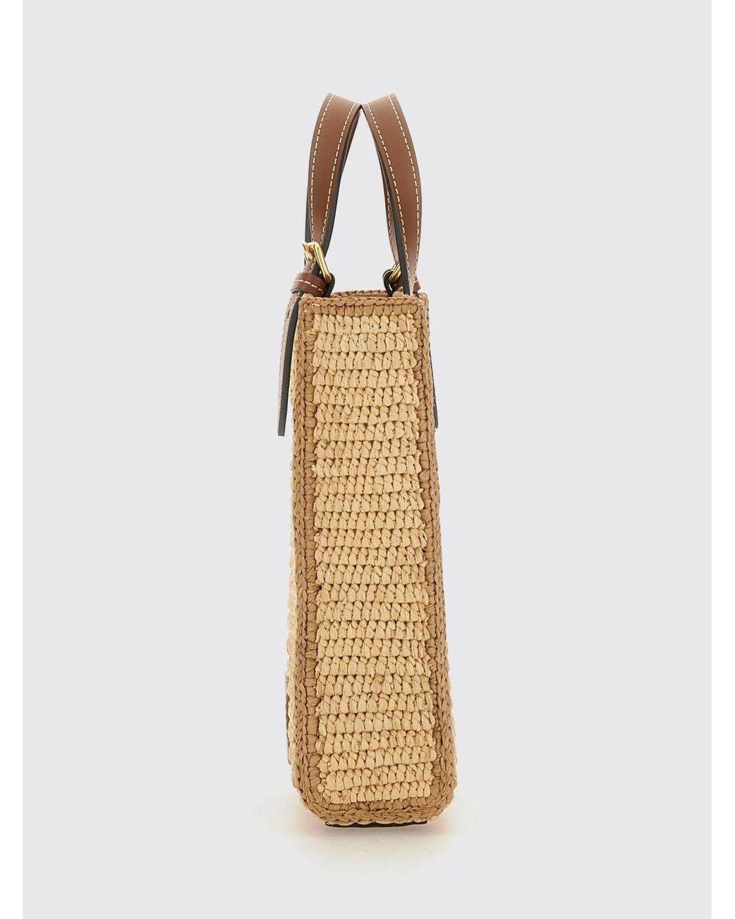 Anya Hindmarch Natural Eyes Raffia Mini Handbag With Graphic Print And Double Handle