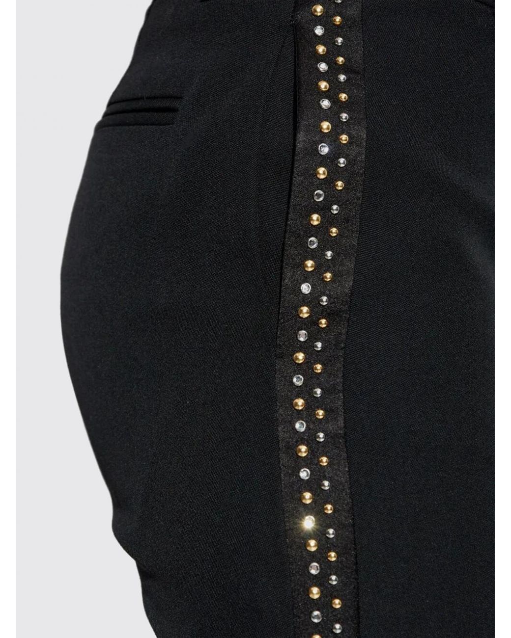 Versace Blue Wool Trousers With Studs And Rhinestones
