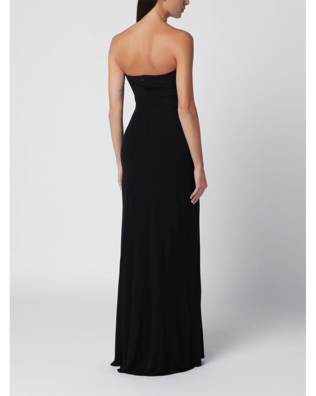 Christopher Esber Black Strapless Straight-Neckline Long Jersey Gown