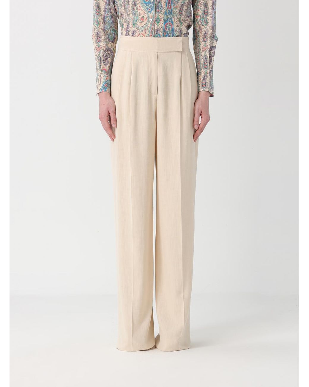 Etro Natural Classic Silk Blend Trousers