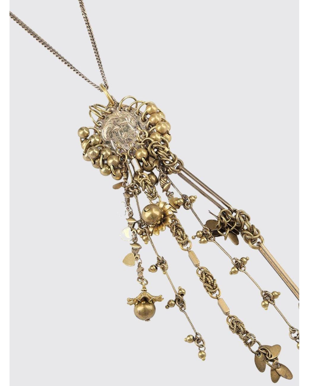 Dries Van Noten White Chrome-Plated Brass Necklace With Sliding Pendant