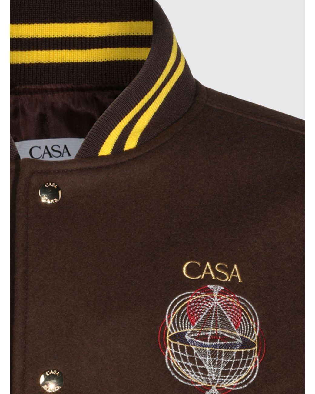 Casablanca Brown Virgin Wool Blend Varsity Bomber Jacket With Patches And Embroidered Logo for men