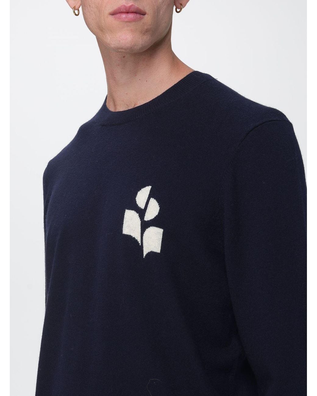 Isabel Marant Blue Jacquard-Logo Cotton And Wool-Blend Jumper for men