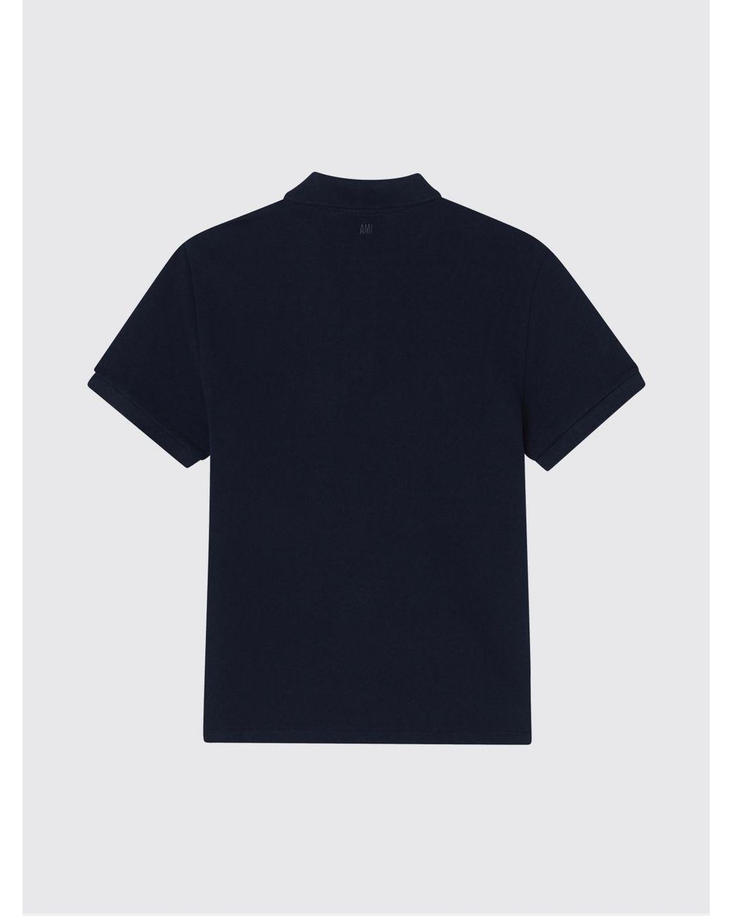 AMI Blue Logo Cotton Polo Shirt for men