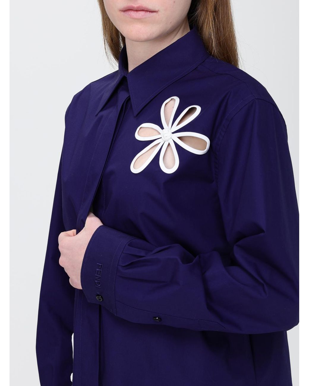 Fendi Blue Cotton Blend Shirt