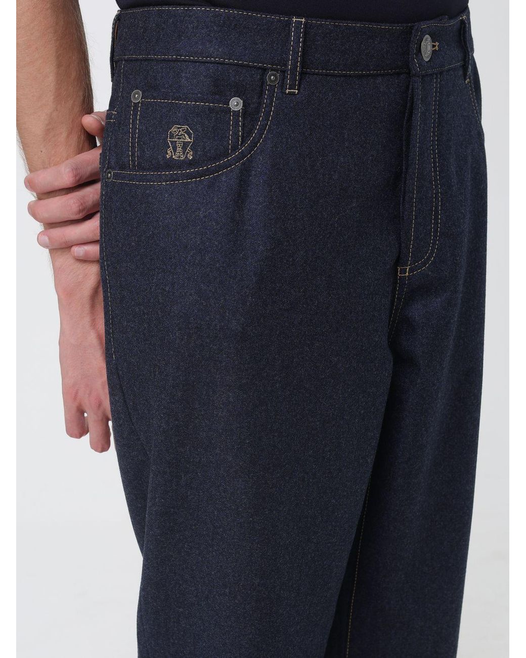 Brunello Cucinelli Blue Five-Pocket Straight-Leg Trousers Crafted for men