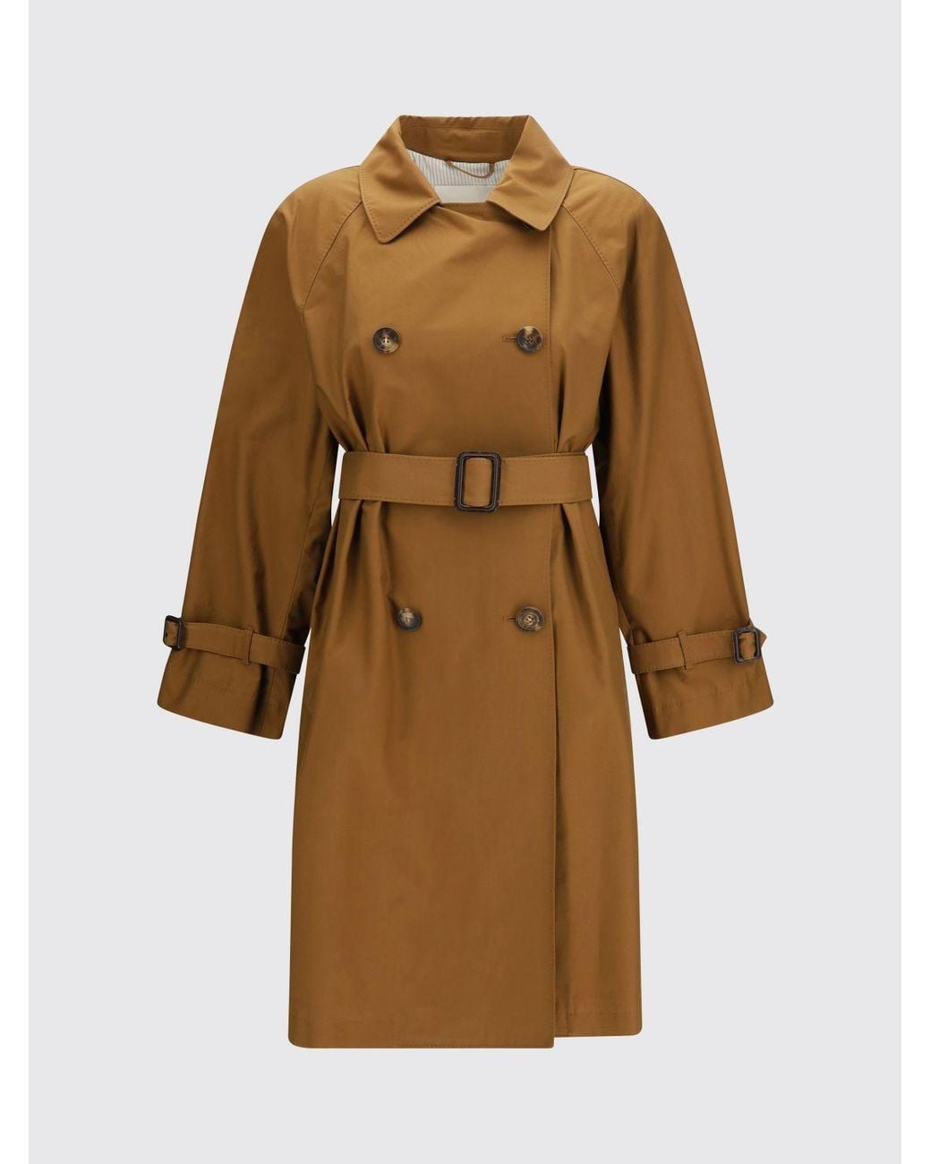 Max Mara Natural Double-Breasted Cotton Trench Coat