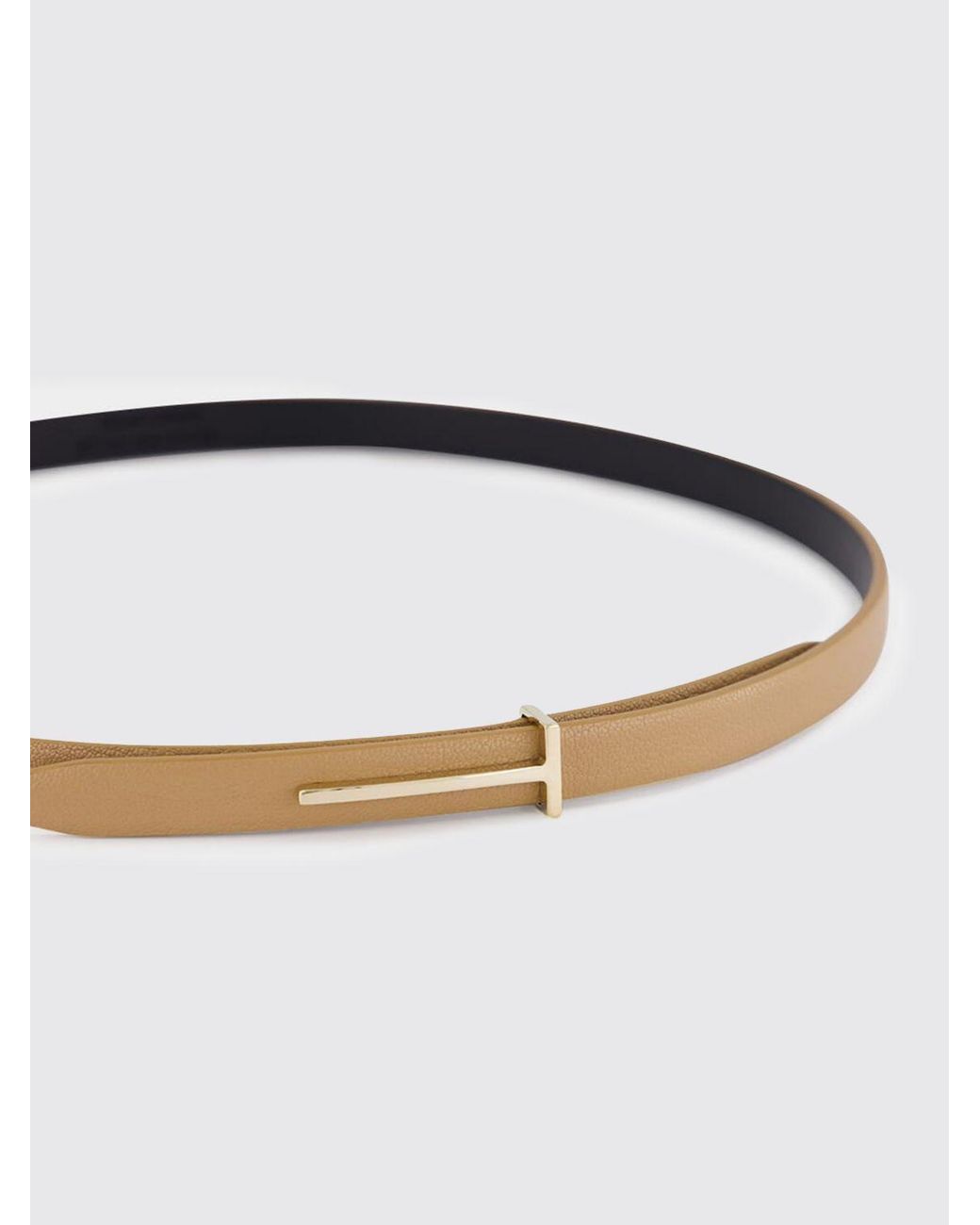 Tom Ford White Slim T Leather Belt