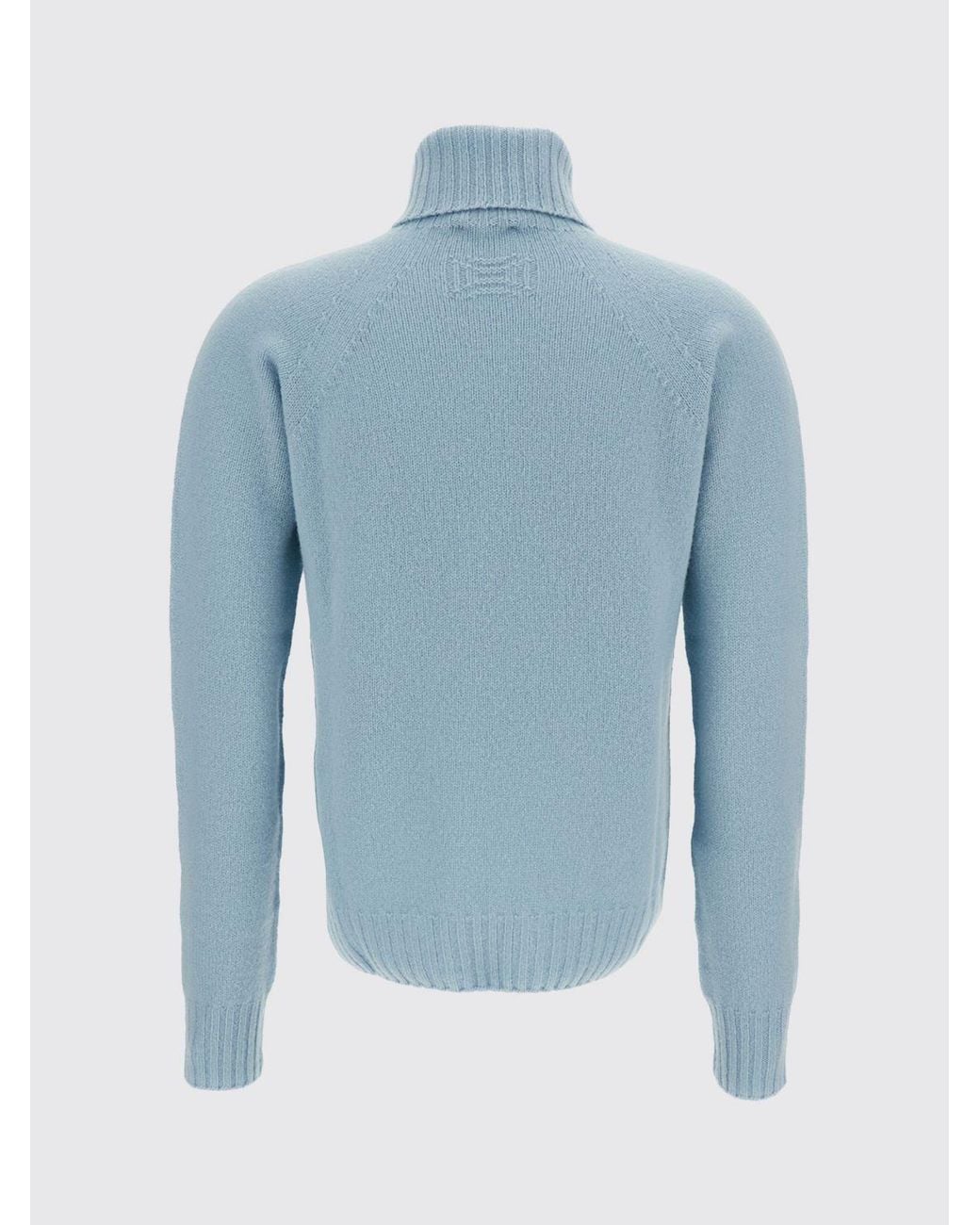 Drumohr Blue Lambswool Turtleneck Jumper With Dropped Shoulders
