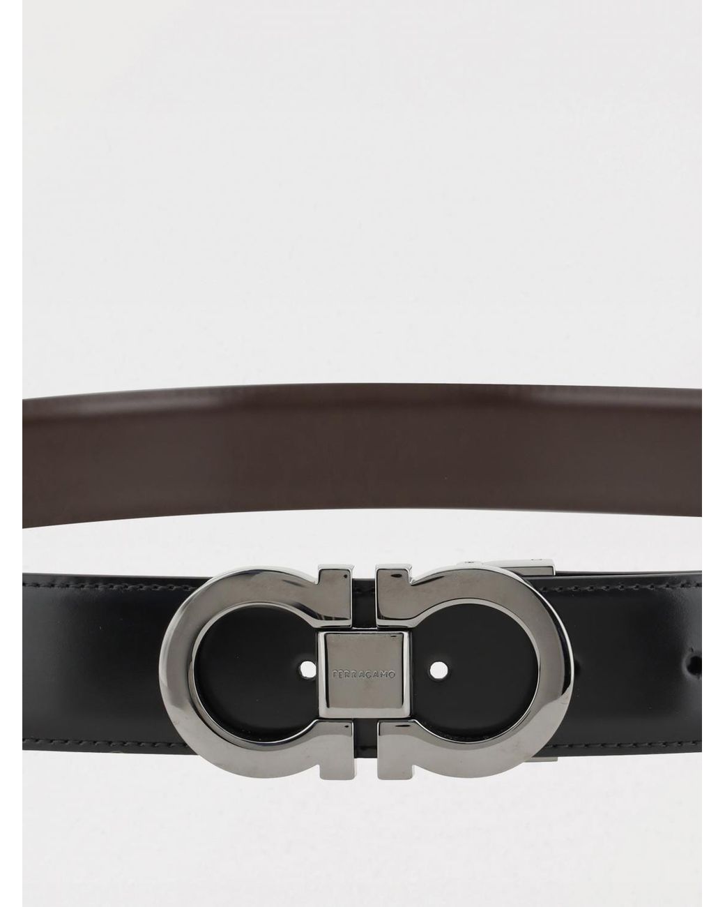 Ferragamo Gancini Wendegürtel Aus Gebürstetem Leder in Black für Herren