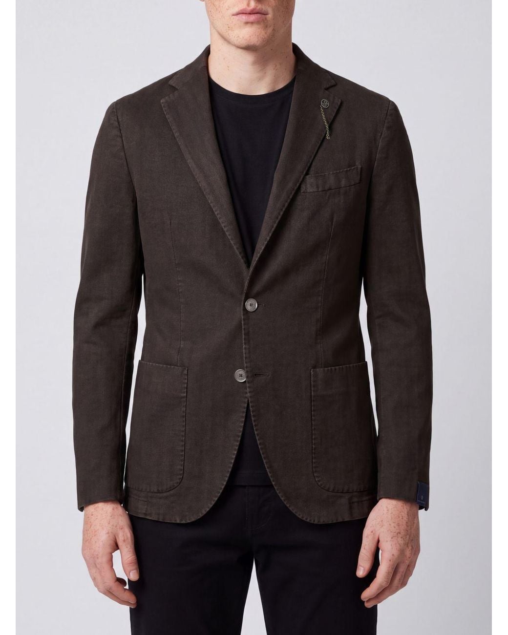 Santaniello Black Single-Breasted Cotton Blazer With Patch Pockets And Logo for men