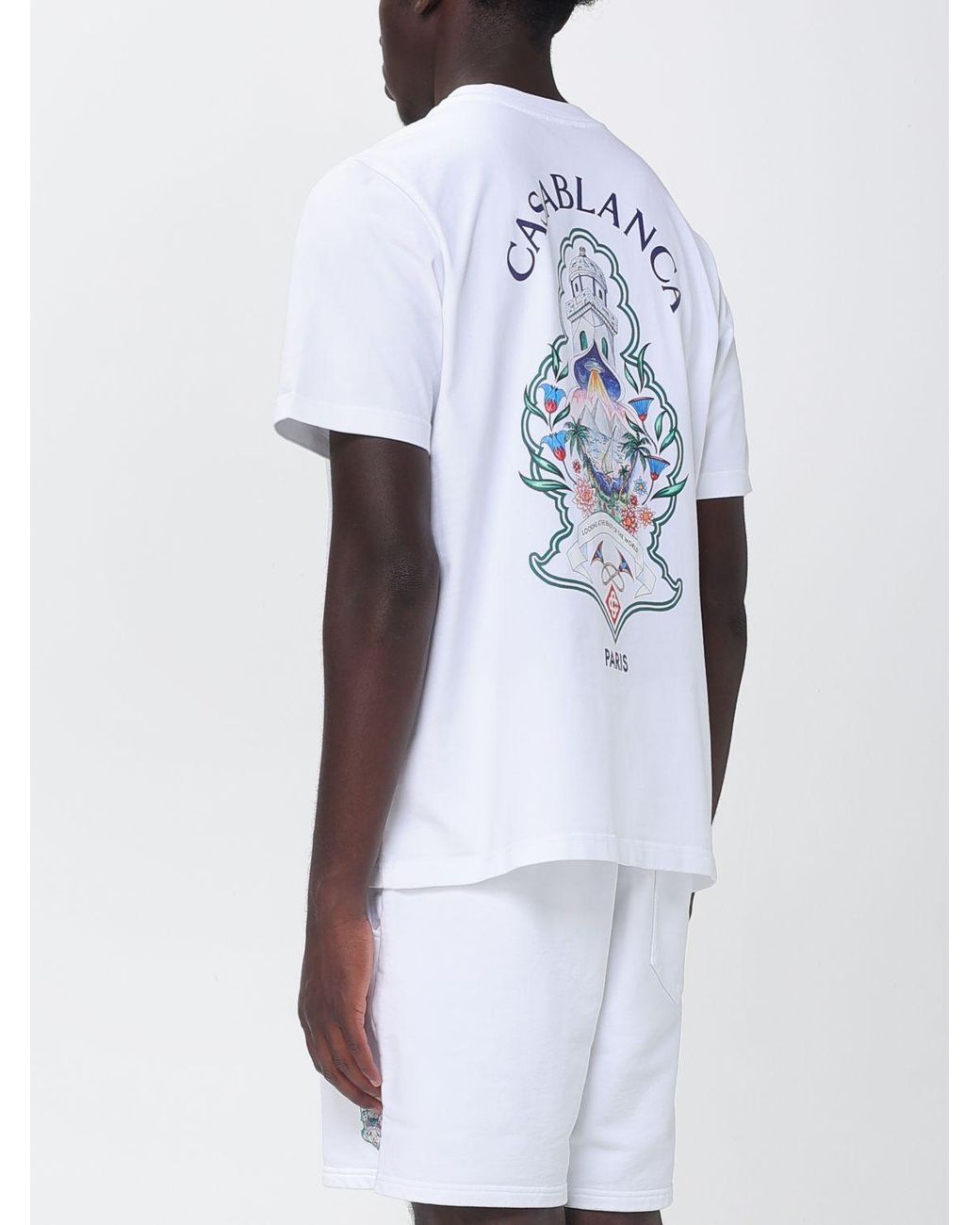 Casablanca White Organic Cotton Crew Neck T-Shirt With Logo Print for men