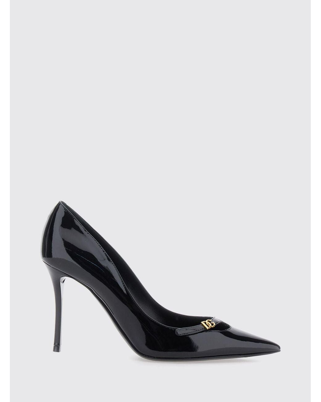Dolce & Gabbana Black Dolce &Amp Gabbana Patent Leather High-Heeled Pumps With Dg Monogram Logo