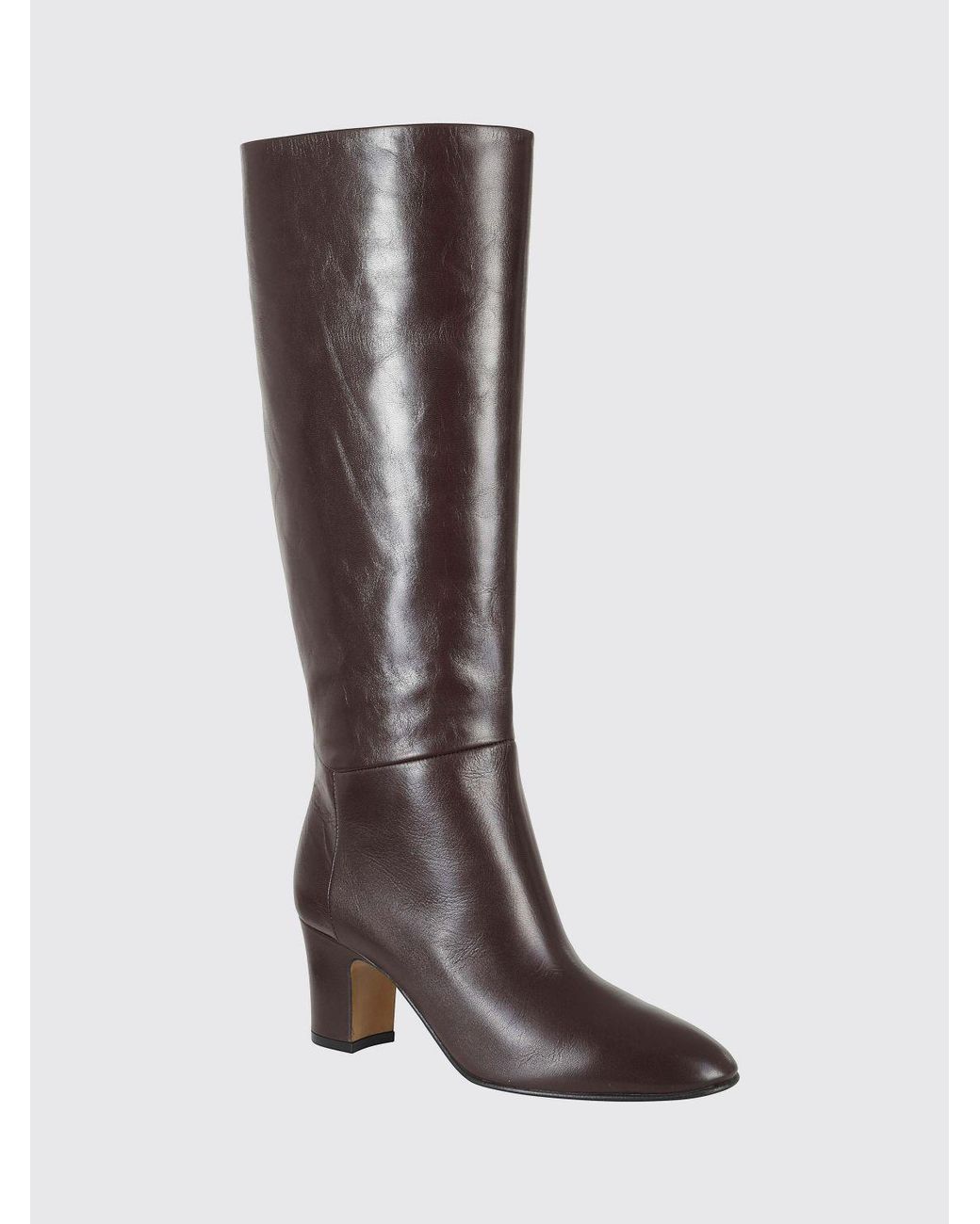 Alberta Ferretti Brown Smooth Leather Knee-High Boots With Mid Heel