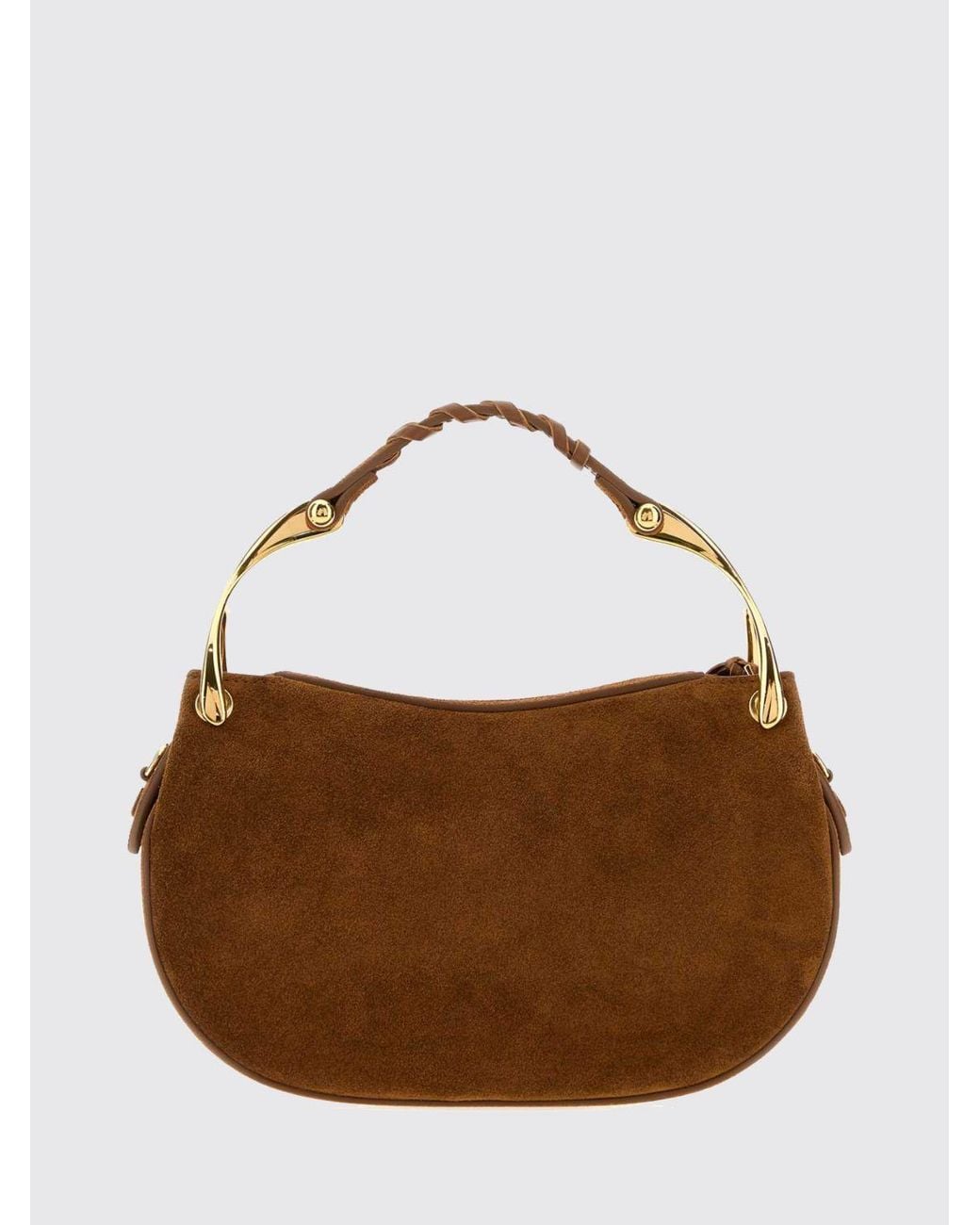 McQueen Brown Wishbone Suede And Leather Mini Shoulder Bag
