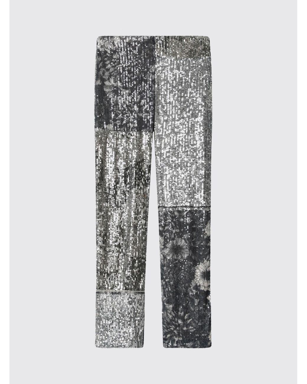 Maison Margiela Gray Low-Rise Wide-Leg Trousers With Floral Sequins