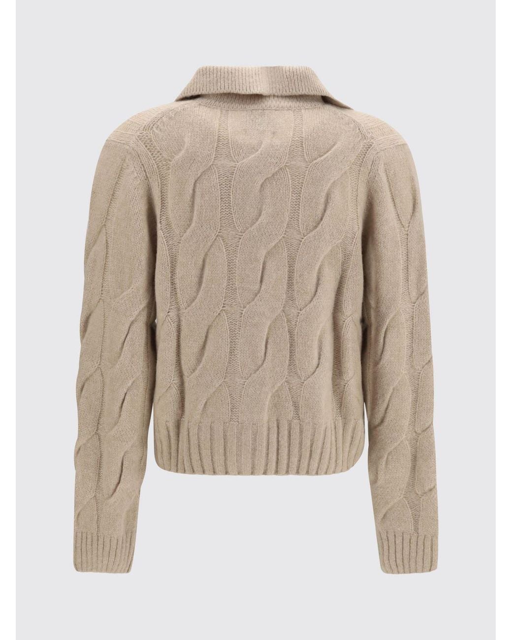 Allude Natural Cashmere And Silk Cardigan With Classic Collar And Button Closure