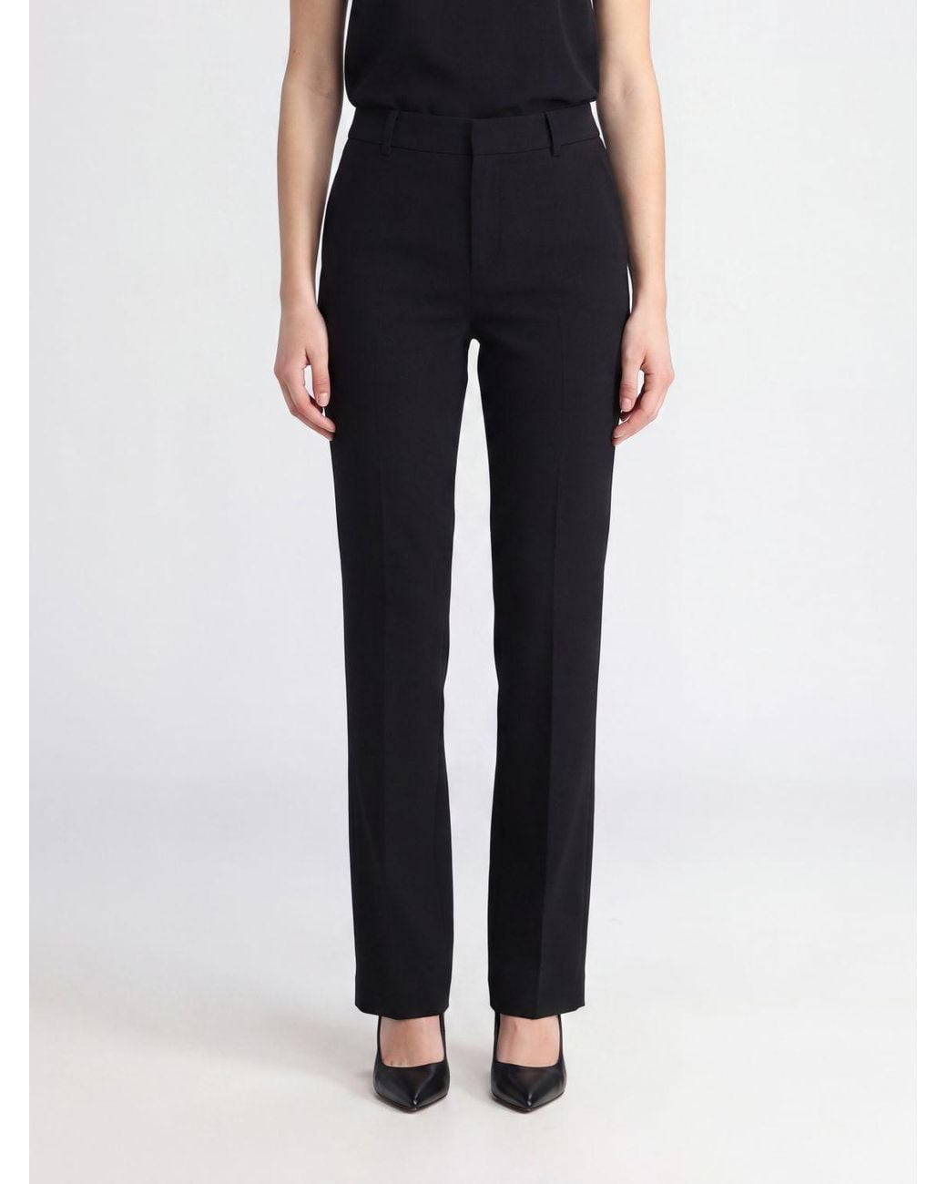 PT Torino Black Mid-Rise Wool Skinny Tailored Trousers
