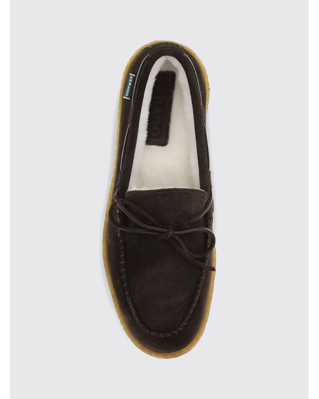 Sebago White Suede Calfskin Boat Shoes With Laces for men