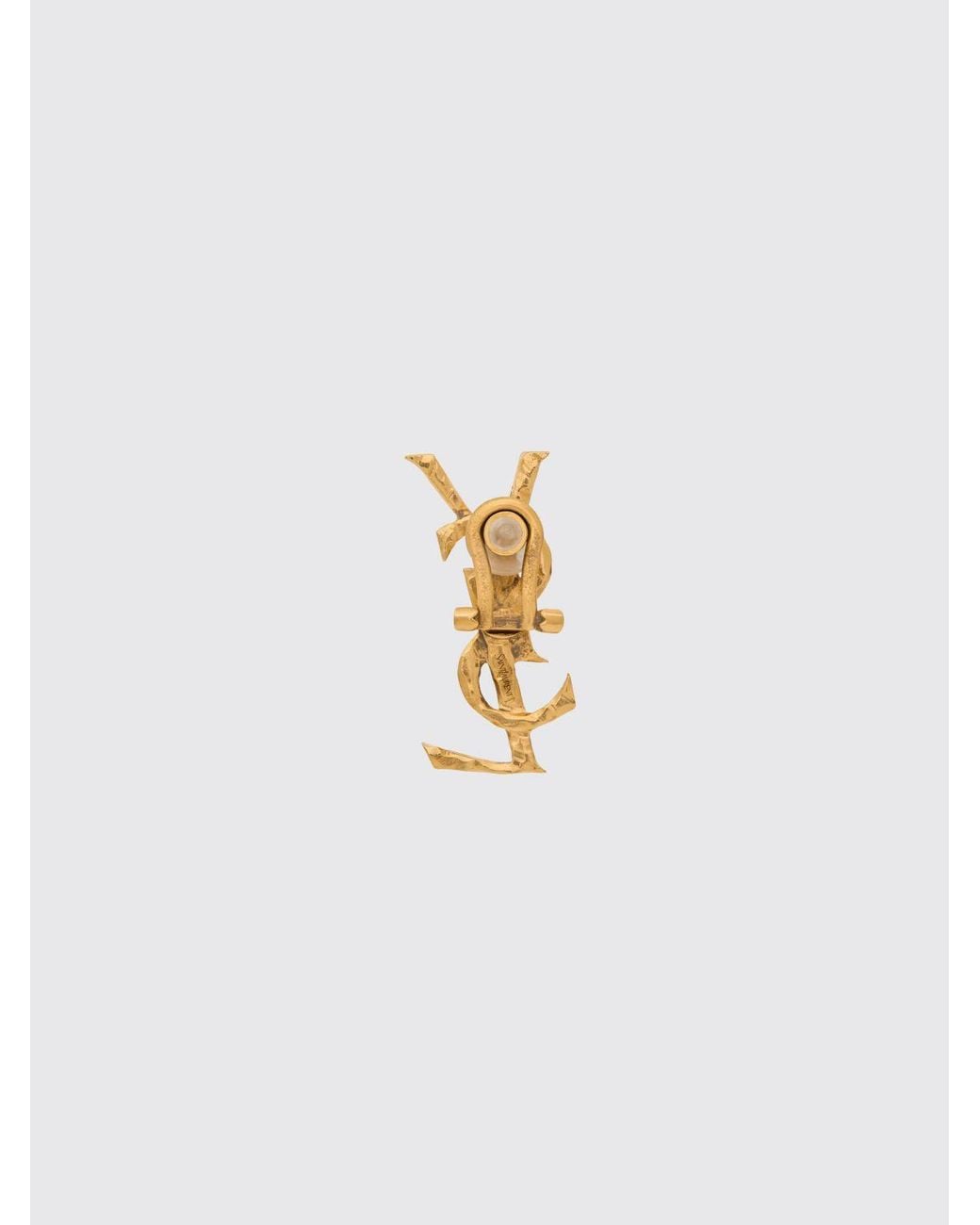 Saint Laurent White Ysl Monogram Brooch