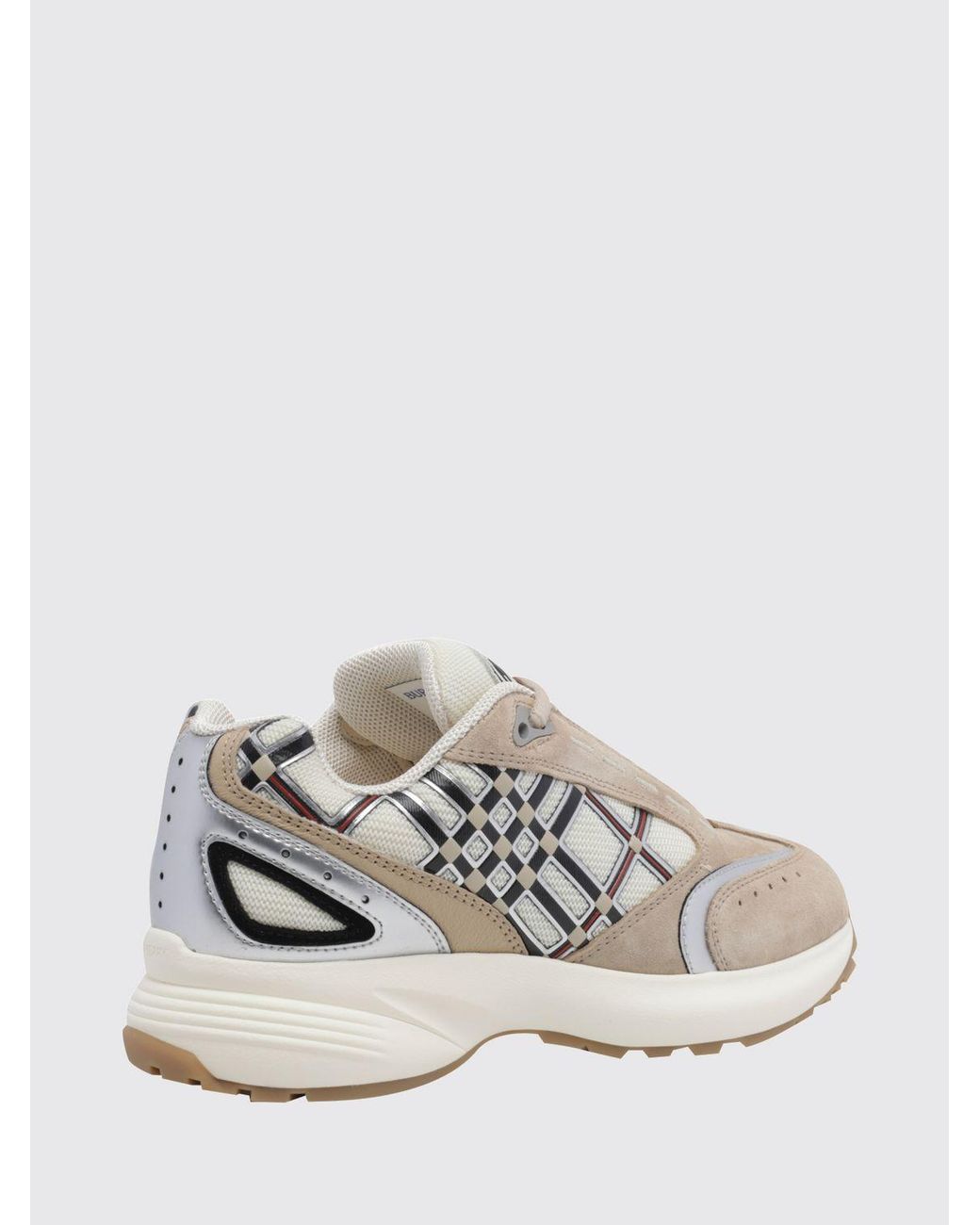 Burberry White Eclipse Suede And Fabric Check Low-Top Sneakers