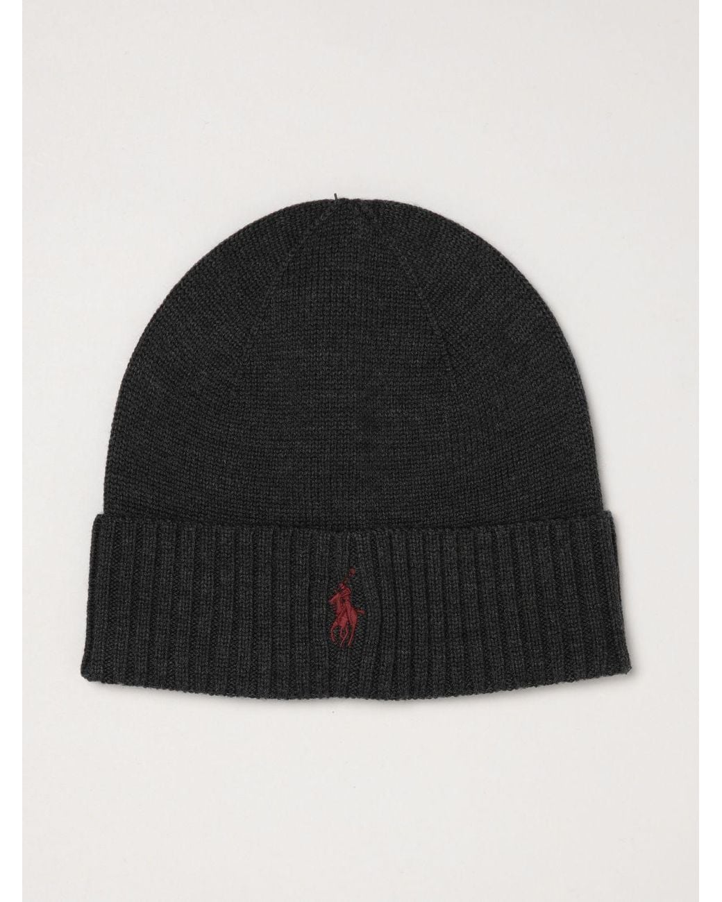 Polo Ralph Lauren Black Embroidered Pony Wool Beanie for men