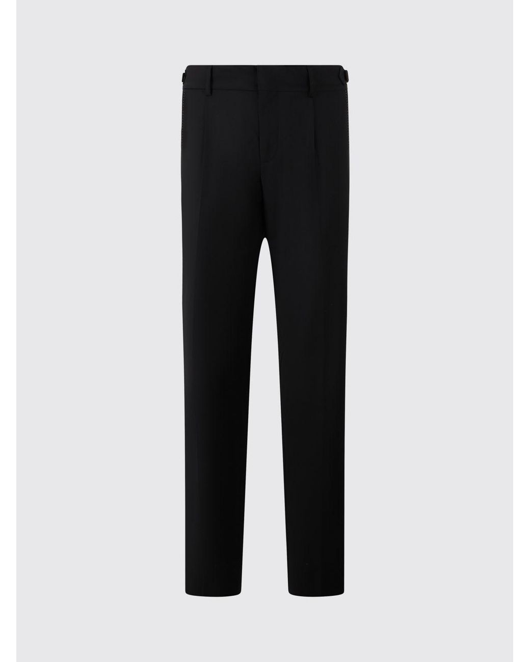 Philipp Plein Black Pleated Wool Blend Chino Trousers With A Mid-Rise Waist for men