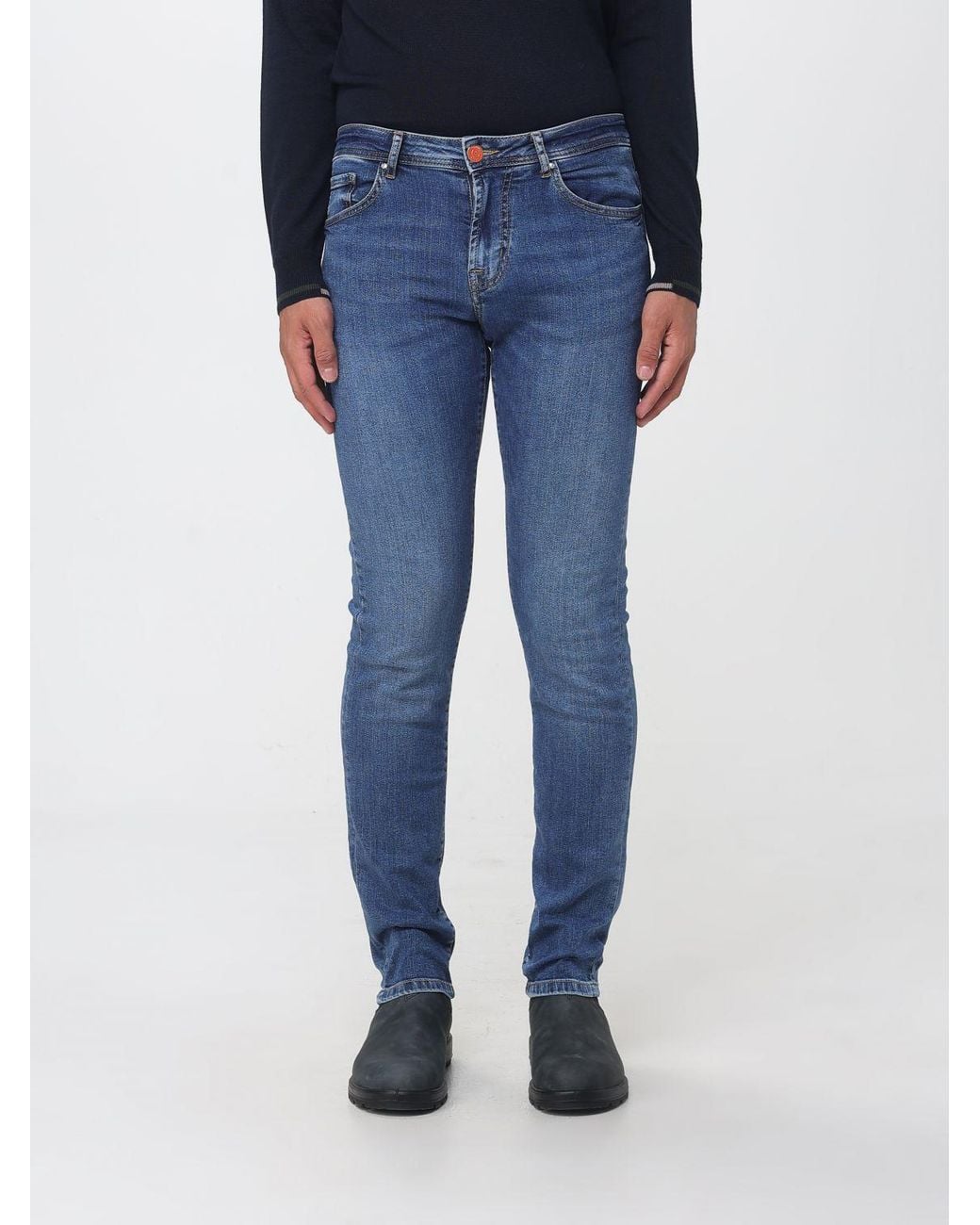 Manuel Ritz Blue Slim Fit Stretch Skinny Jeans With Five Pockets for men