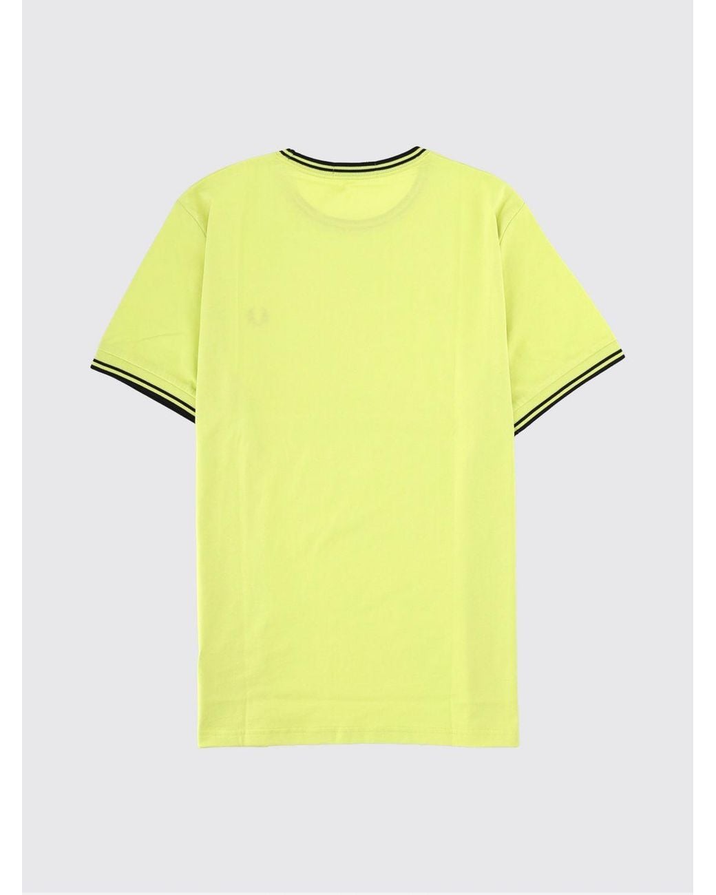 Fred Perry Yellow Slim Fit Cotton T-Shirt With Contrast Trims And Embroidered Logo for men