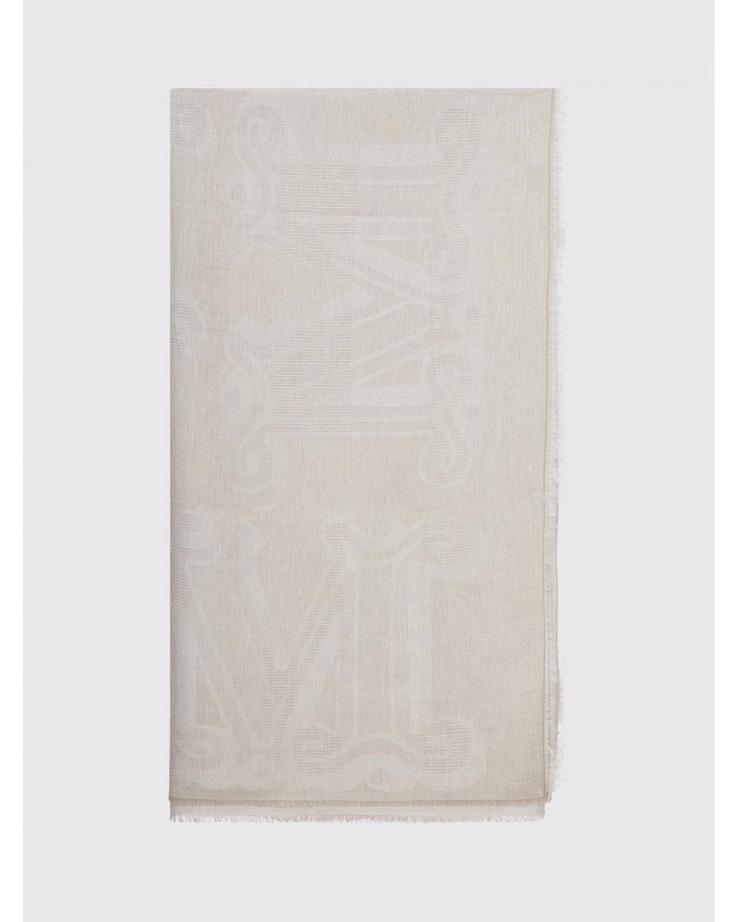 Max Mara White Linen Blend Scarf Mm