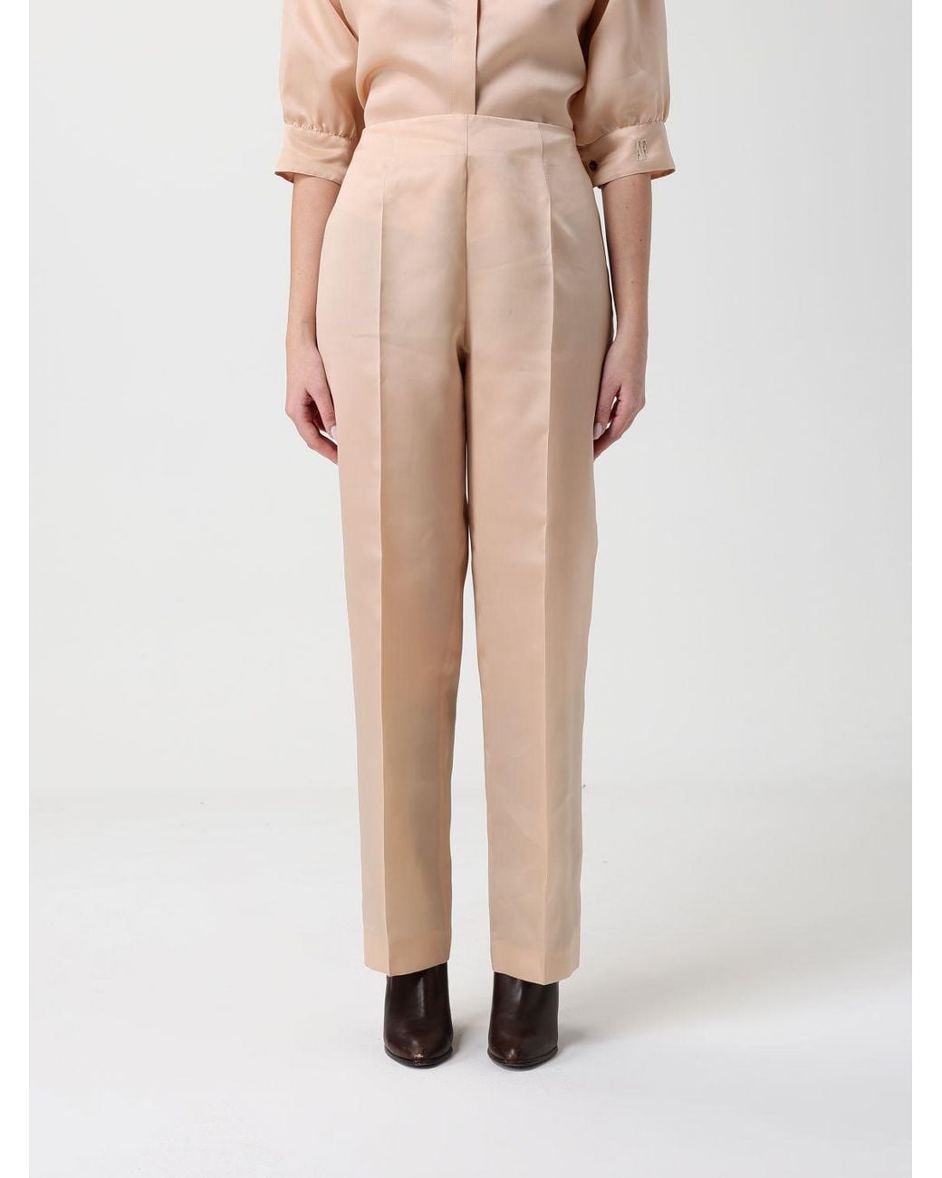 Alberta Ferretti Natural Elegant Silk Organza Trousers