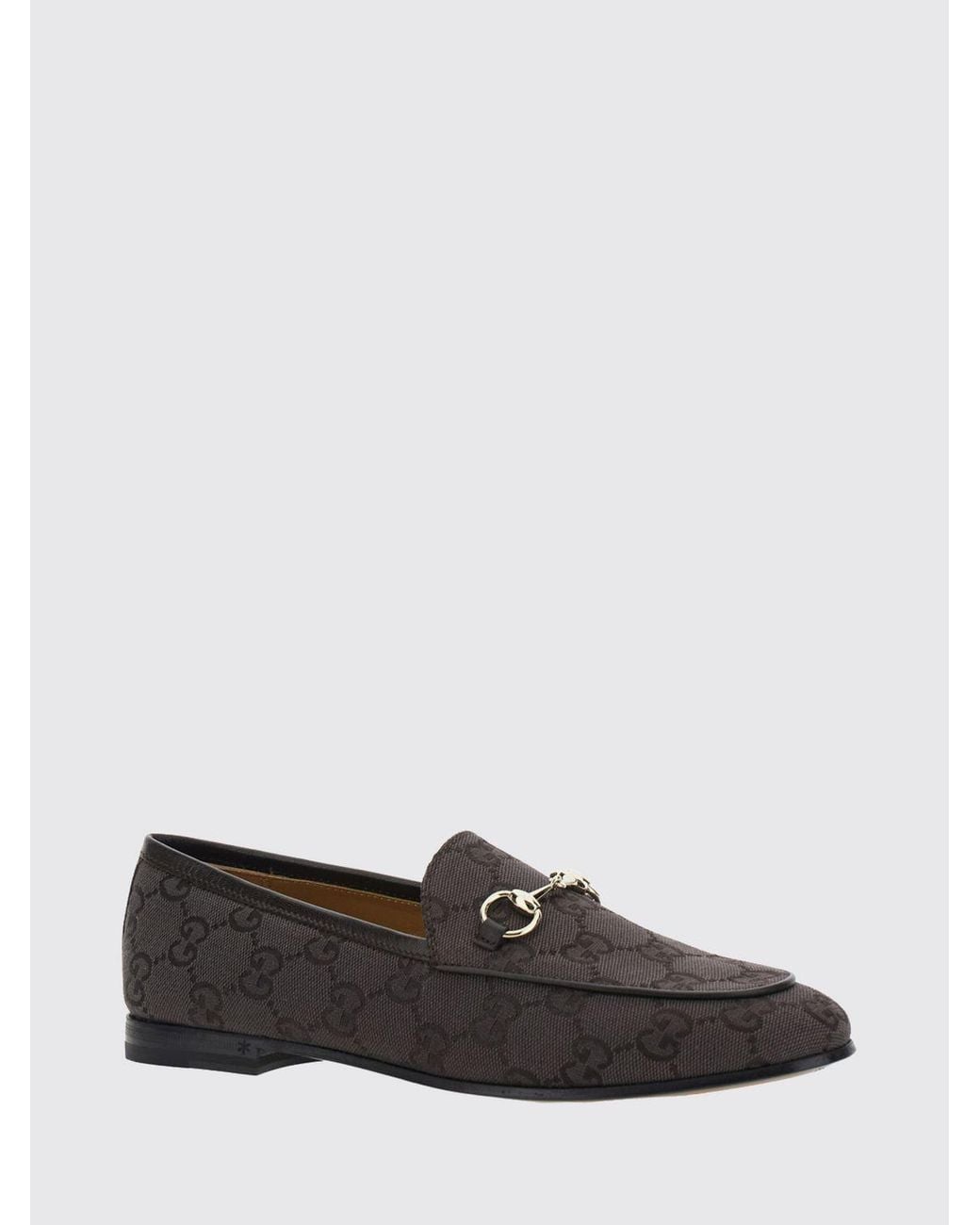 Gucci White Gg Jacquard Fabric Loafers With Horsebit Detail