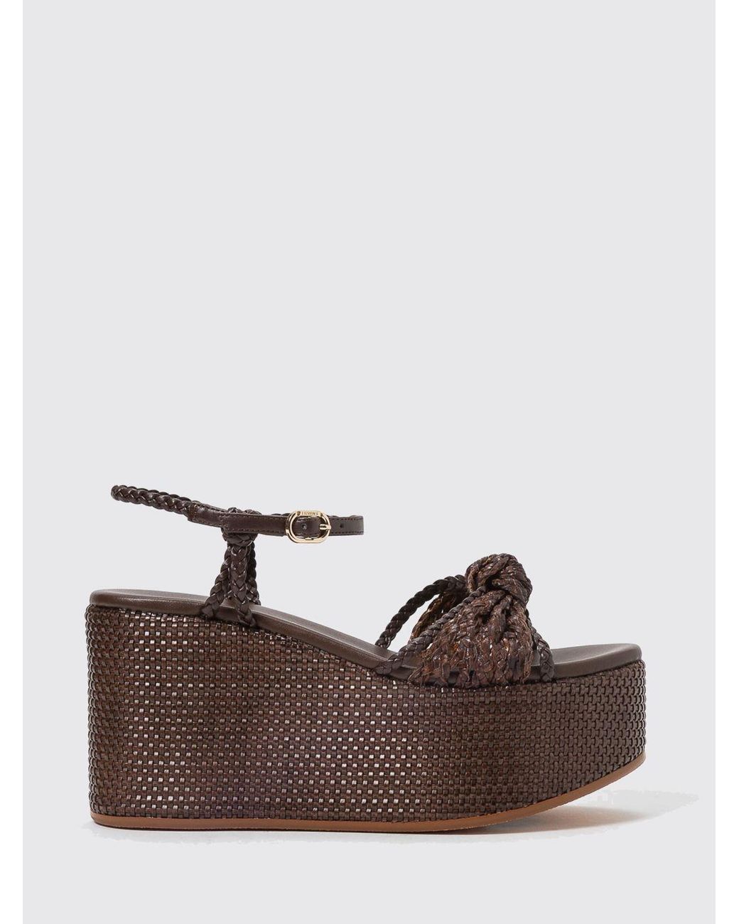 Twinset Brown Woven Polyurethane Wedge Sandals