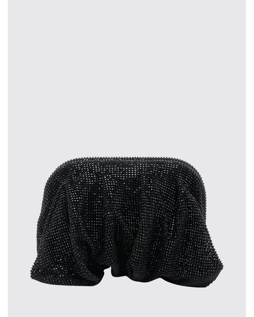 Benedetta Bruzziches Black Venus Draped Crystal Mesh Mini Bag With Strap