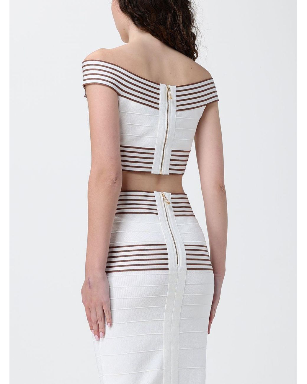 Elisabetta Franchi White Cropped Fit Jersey Top