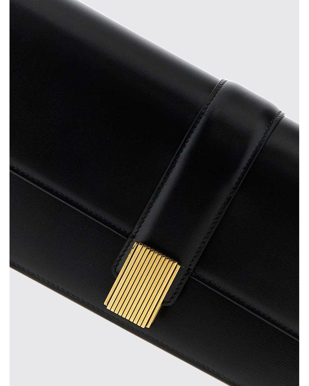 Khaite White Blake Smooth Leather Clutch With Magnetic Flap Closure